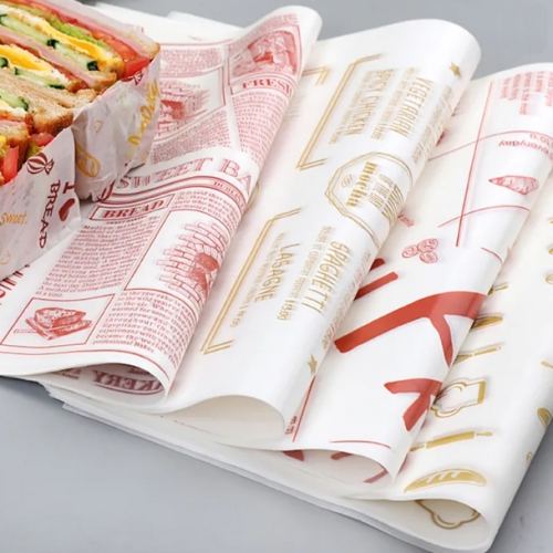 Food grade custom logo printed wax paper grease proof sandwich paper