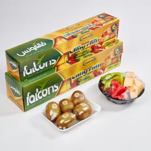 Fresh food packaging with transparent PVC cling film